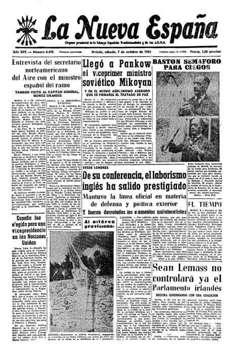 Portada Sábado 7 de Octubre de 1961
