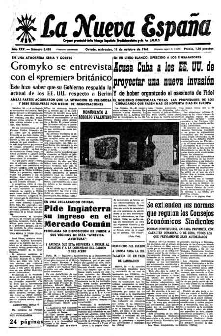 Portada Miércoles 11 de Octubre de 1961