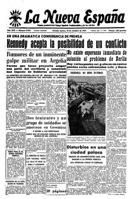 Portada Jueves 12 de Octubre de 1961