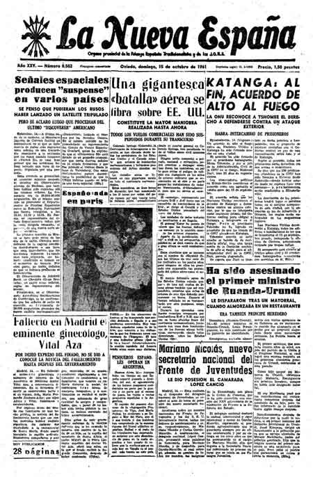 Portada Domingo 15 de Octubre de 1961