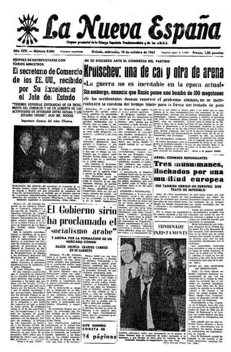 Portada Miércoles 18 de Octubre de 1961
