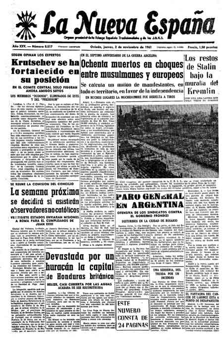 Portada Jueves 2 de Noviembre de 1961