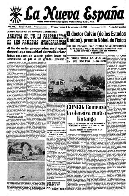 Portada Viernes 3 de Noviembre de 1961