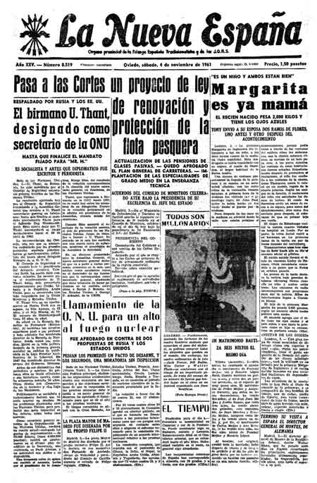 Portada Sábado 4 de Noviembre de 1961