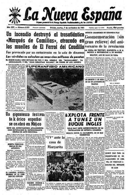 Portada Martes 7 de Noviembre de 1961