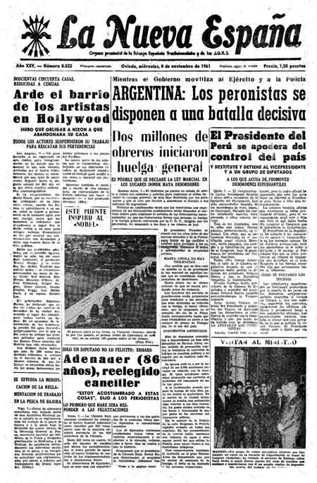 Portada Miércoles 8 de Noviembre de 1961