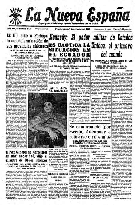 Portada Jueves 9 de Noviembre de 1961