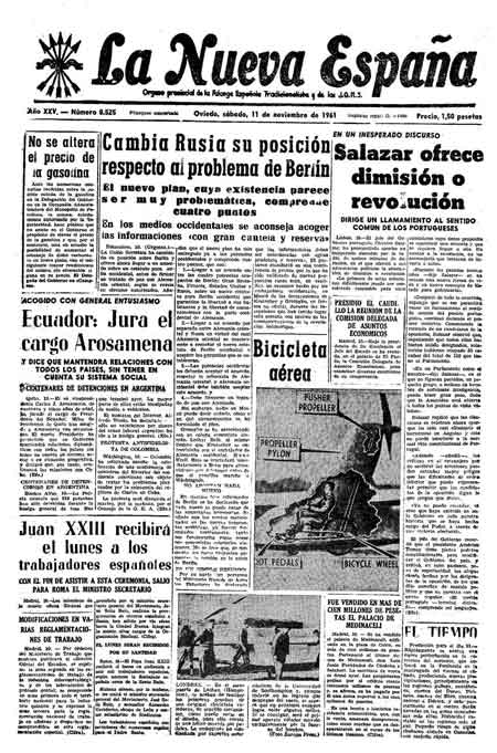 Portada Sábado 11 de Noviembre de 1961