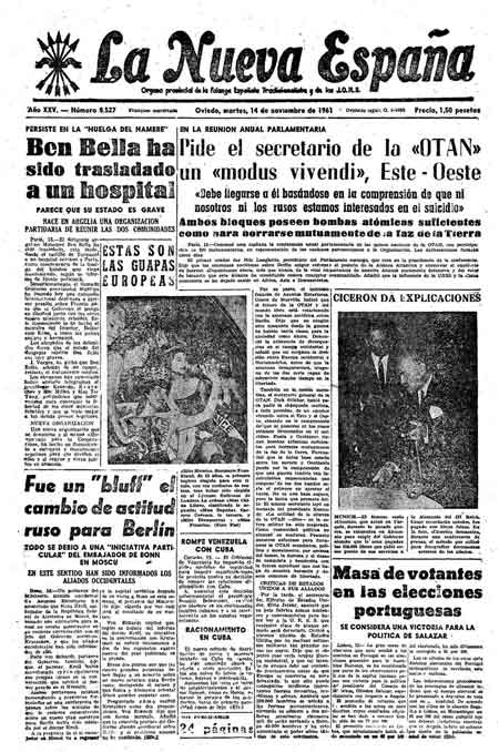 Portada Martes 14 de Noviembre de 1961