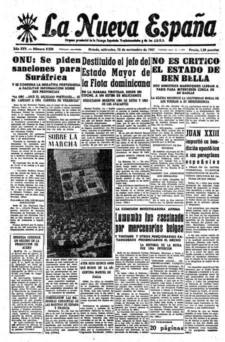 Portada Miércoles 15 de Noviembre de 1961