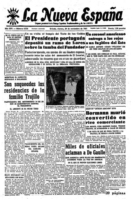 Portada Viernes 24 de Noviembre de 1961