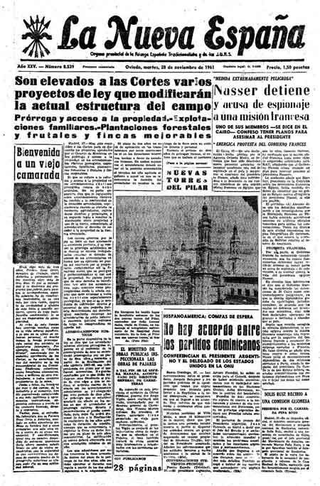 Portada Martes 28 de Noviembre de 1961
