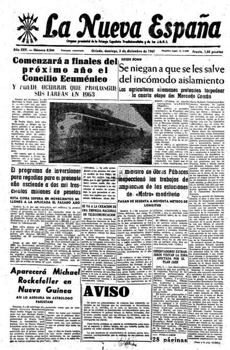 Portada Domingo 3 de Diciembre de 1961
