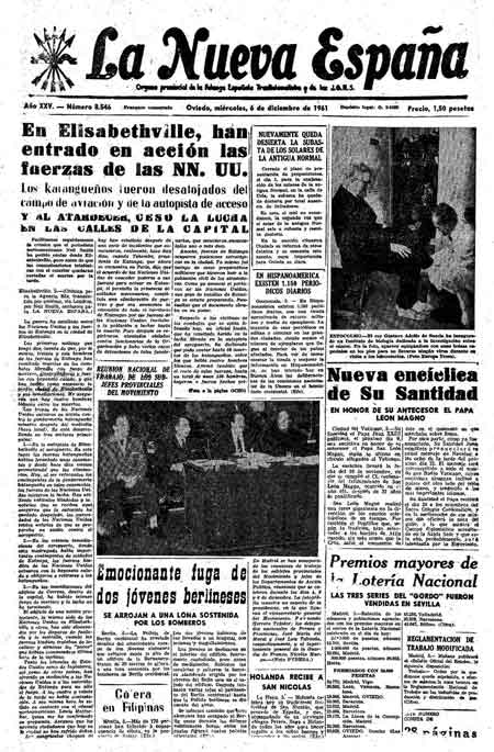 Portada Miércoles 6 de Diciembre de 1961