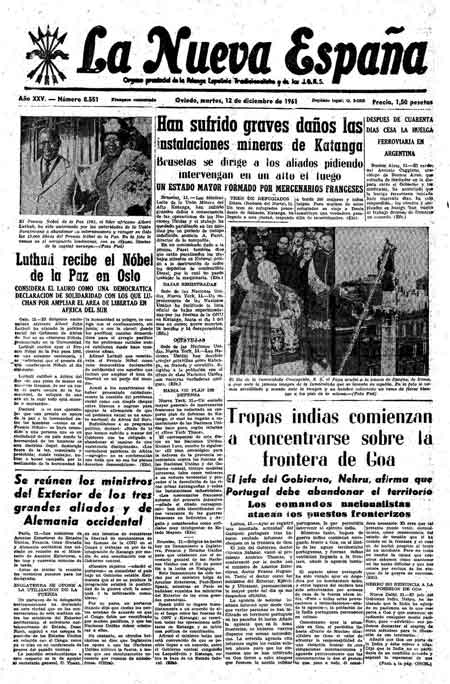 Portada Martes 12 de Diciembre de 1961