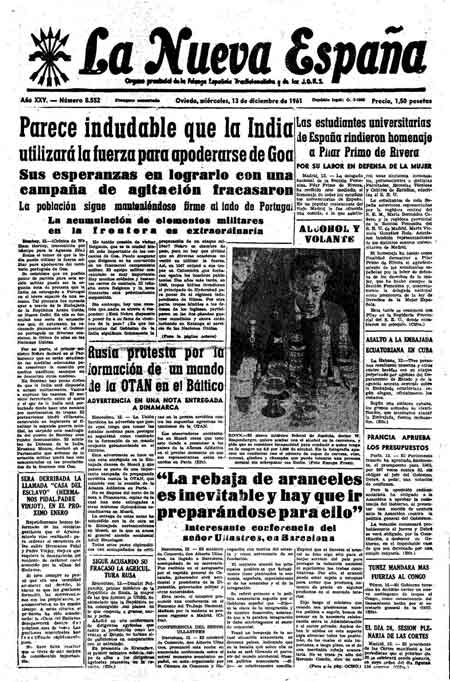 Portada Miércoles 13 de Diciembre de 1961