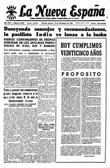 Portada Martes 19 de Diciembre de 1961