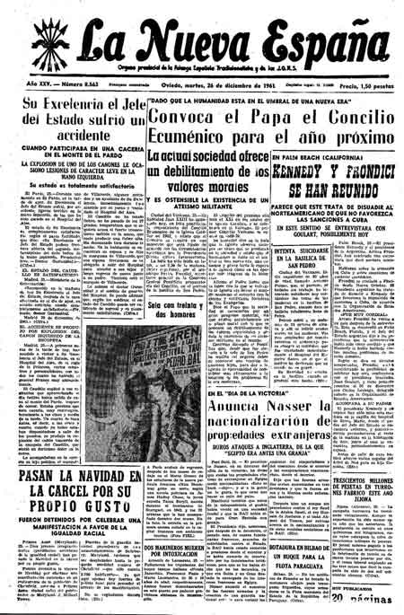 Portada Martes 26 de Diciembre de 1961