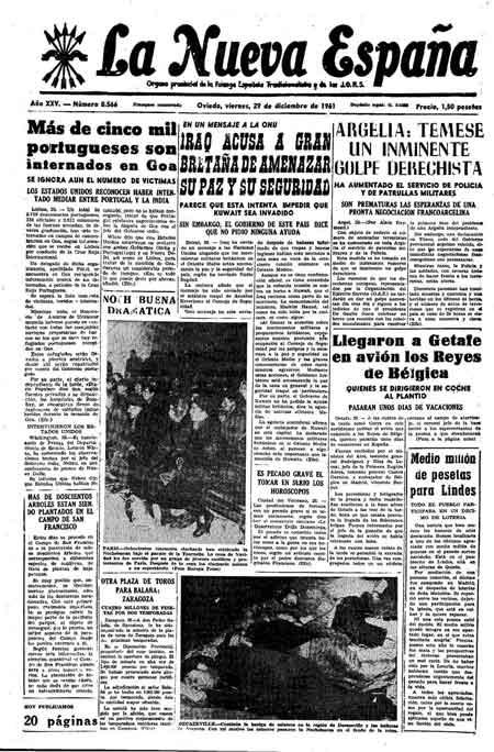 Portada Viernes 29 de Diciembre de 1961
