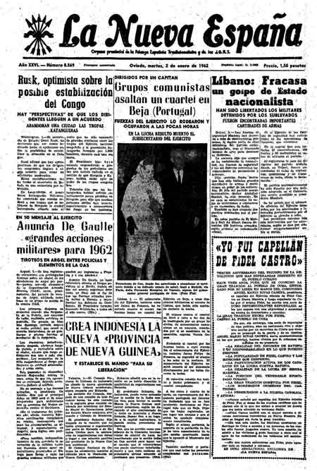 Portada Martes 2 de  de 1962