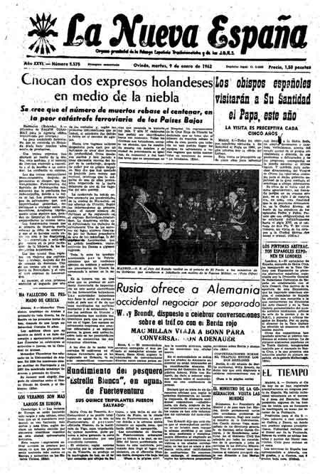 Portada Martes 9 de  de 1962