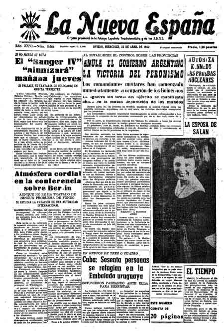 Portada Miércoles 25 de  de 1962