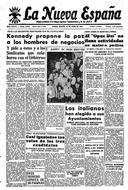 Portada Martes 12 de  de 1962