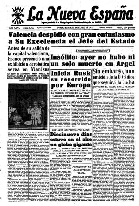Portada Miércoles 20 de  de 1962