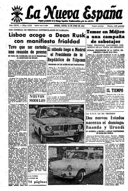 Portada Jueves 28 de  de 1962