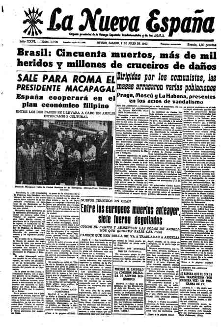 Portada Sábado 7 de  de 1962