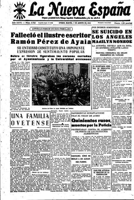 Portada Martes 7 de  de 1962
