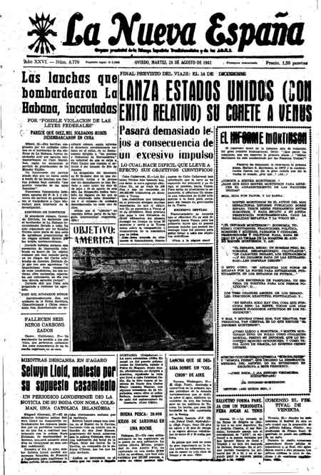Portada Martes 28 de  de 1962