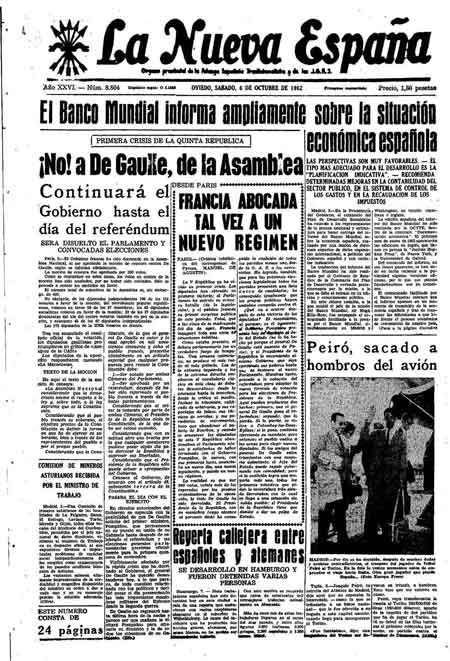 Portada Sábado 6 de Octubre de 1962