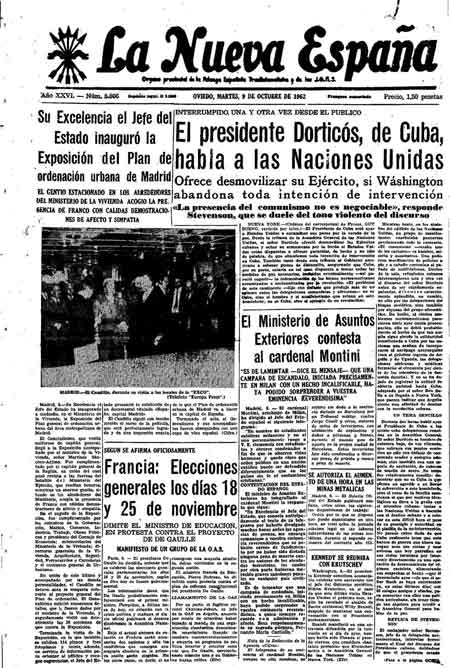 Portada Martes 9 de Octubre de 1962