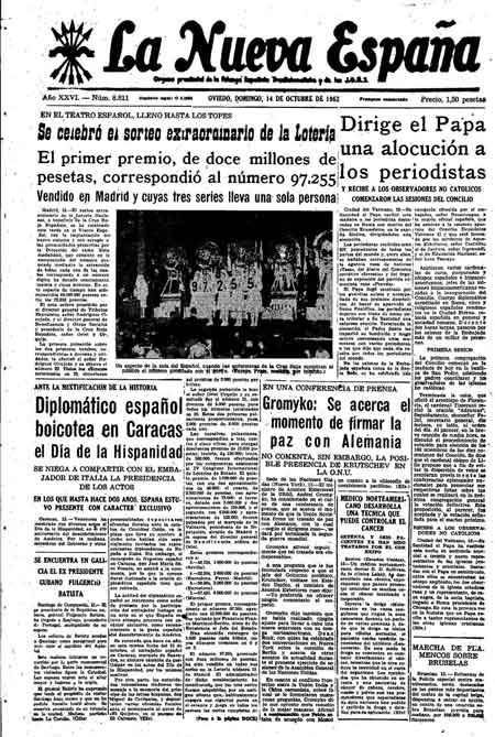 Portada Domingo 14 de Octubre de 1962