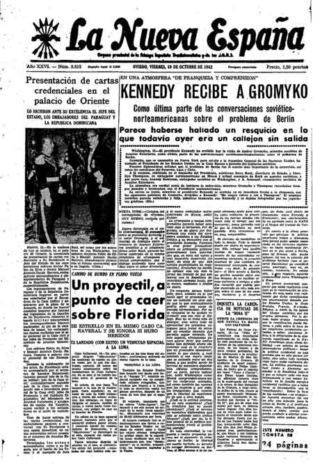 Portada Viernes 19 de Octubre de 1962