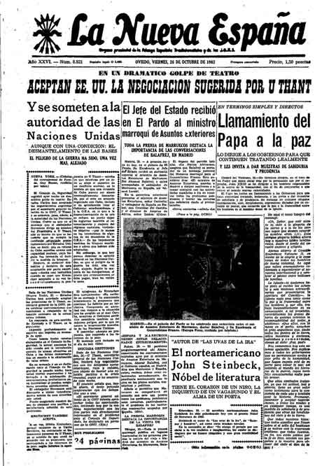 Portada Viernes 26 de Octubre de 1962