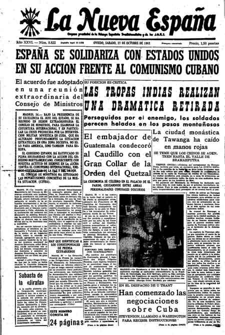 Portada Sábado 27 de Octubre de 1962