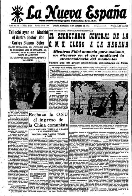 Portada Miércoles 31 de Octubre de 1962
