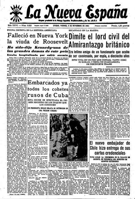 Portada Viernes 9 de Noviembre de 1962