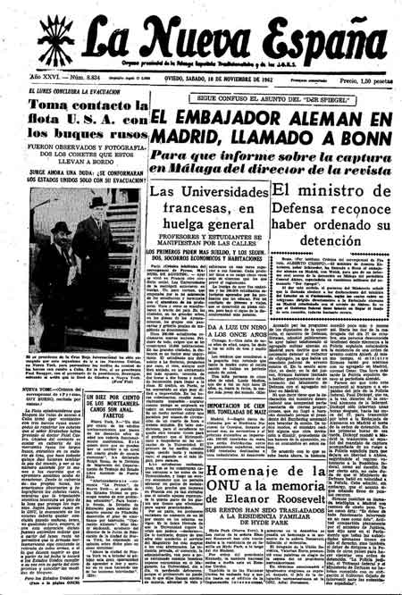 Portada Sábado 10 de Noviembre de 1962