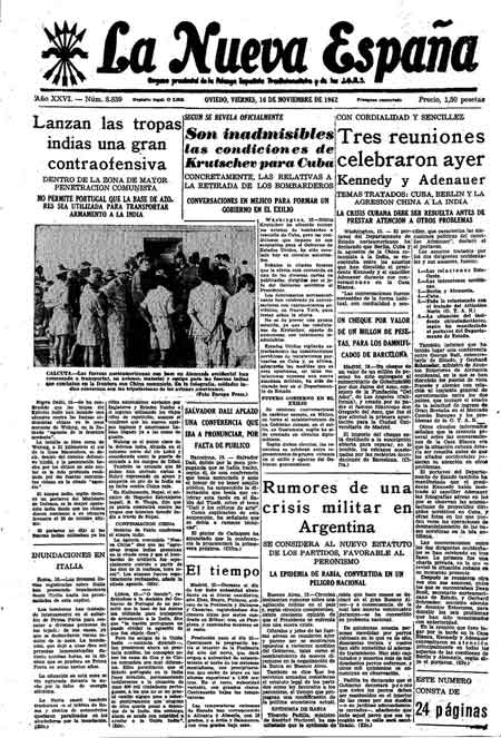 Portada Viernes 16 de Noviembre de 1962