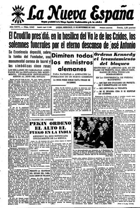 Portada Miércoles 21 de Noviembre de 1962