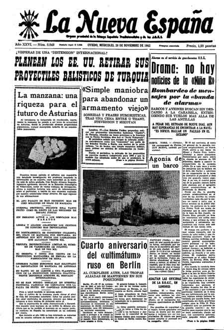 Portada Miércoles 28 de Noviembre de 1962