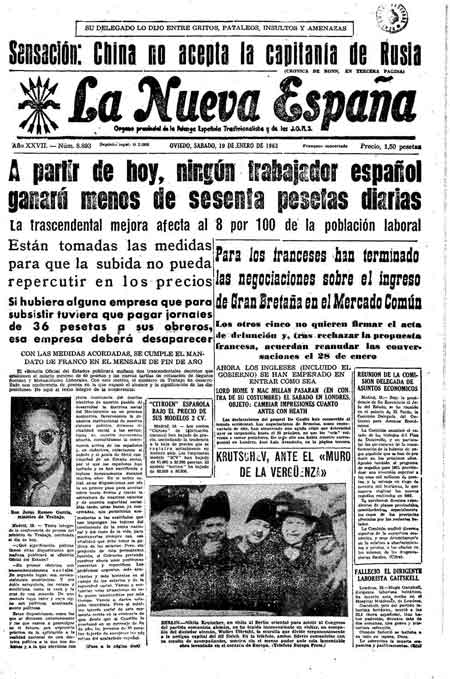 Portada Sábado 19 de  de 1963