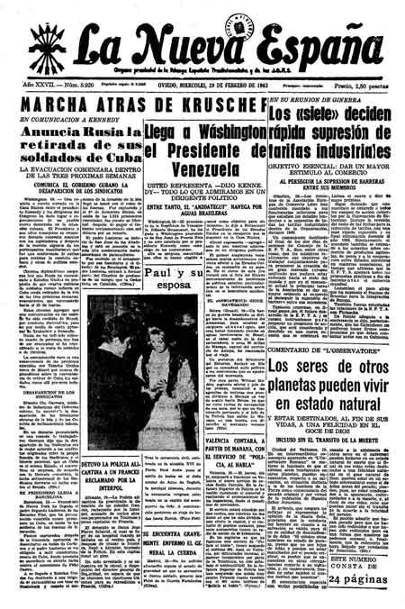 Portada Miércoles 20 de  de 1963