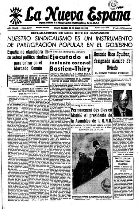 Portada Martes 12 de  de 1963
