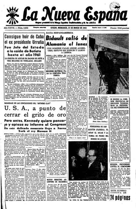 Portada Miércoles 27 de  de 1963