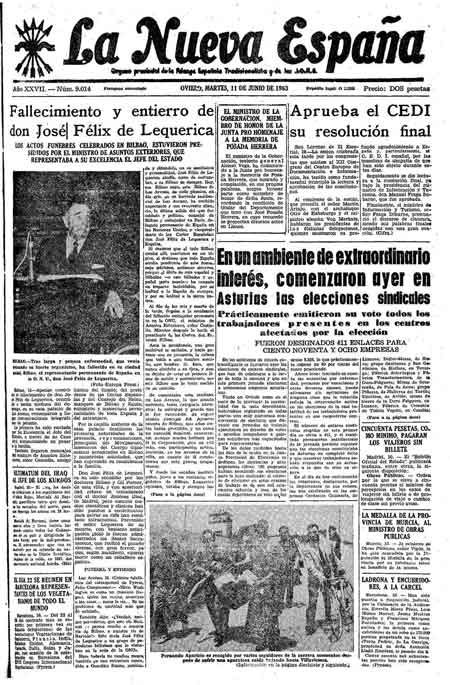Portada Martes 11 de  de 1963