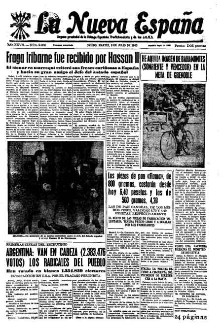 Portada Martes 9 de  de 1963